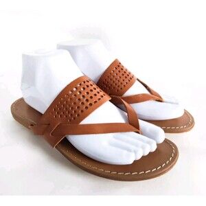 Mariella Boho Camel Tan Made in Italy Flip Flops Thongs Slides Sandals‎ Size 7